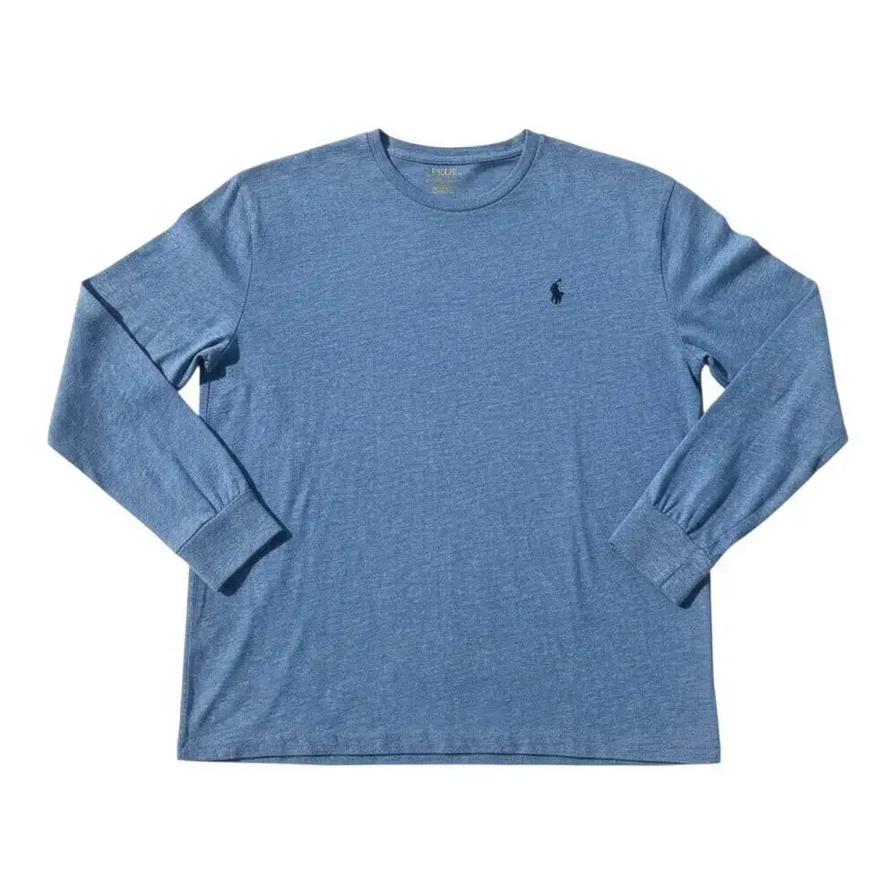 Polo Ralph Lauren Long Sleeve V-Neck Tee Men's S Blue Heather Pony Logo